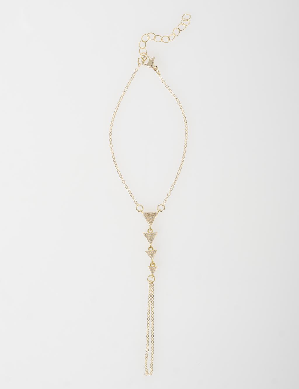 Triangle Stone Hand Chain Gold