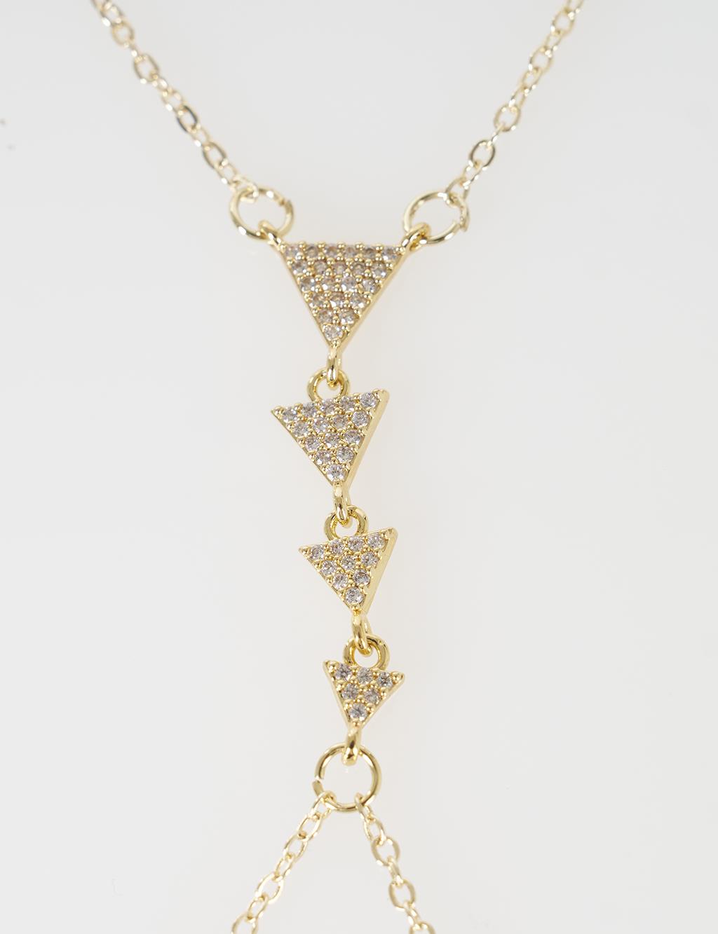 Triangle Stone Hand Chain Gold