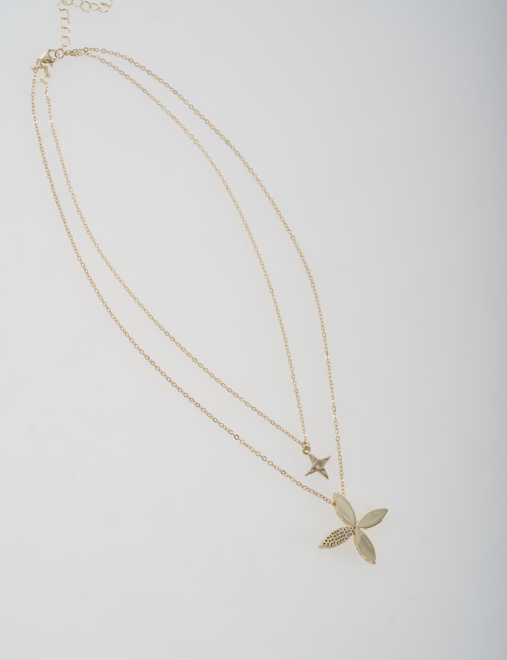 Flower Figure Necklace Gold