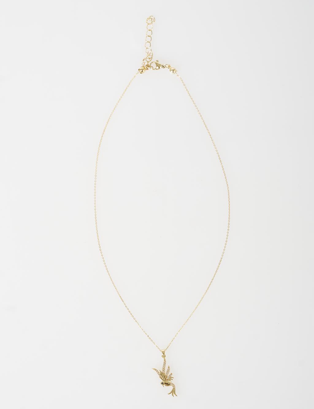 Phoenix Figure Necklace Gold