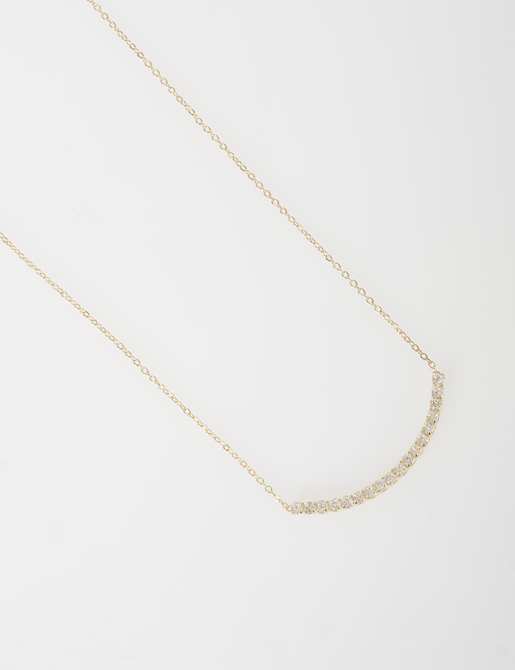 Shiny Stone Necklace Gold
