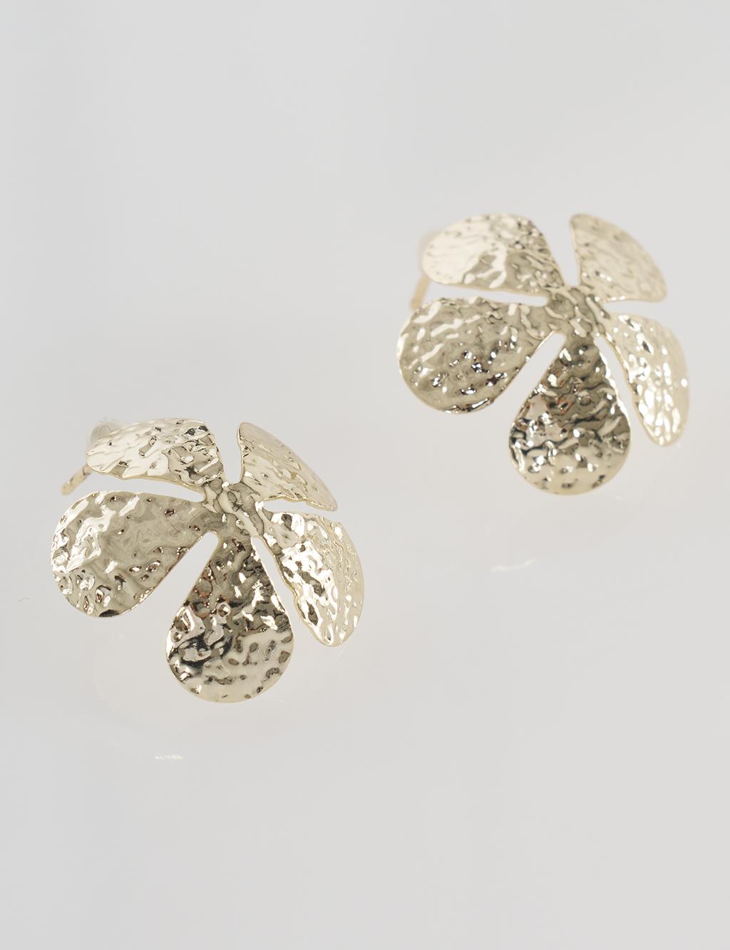 Textured Flower Earrings Gold