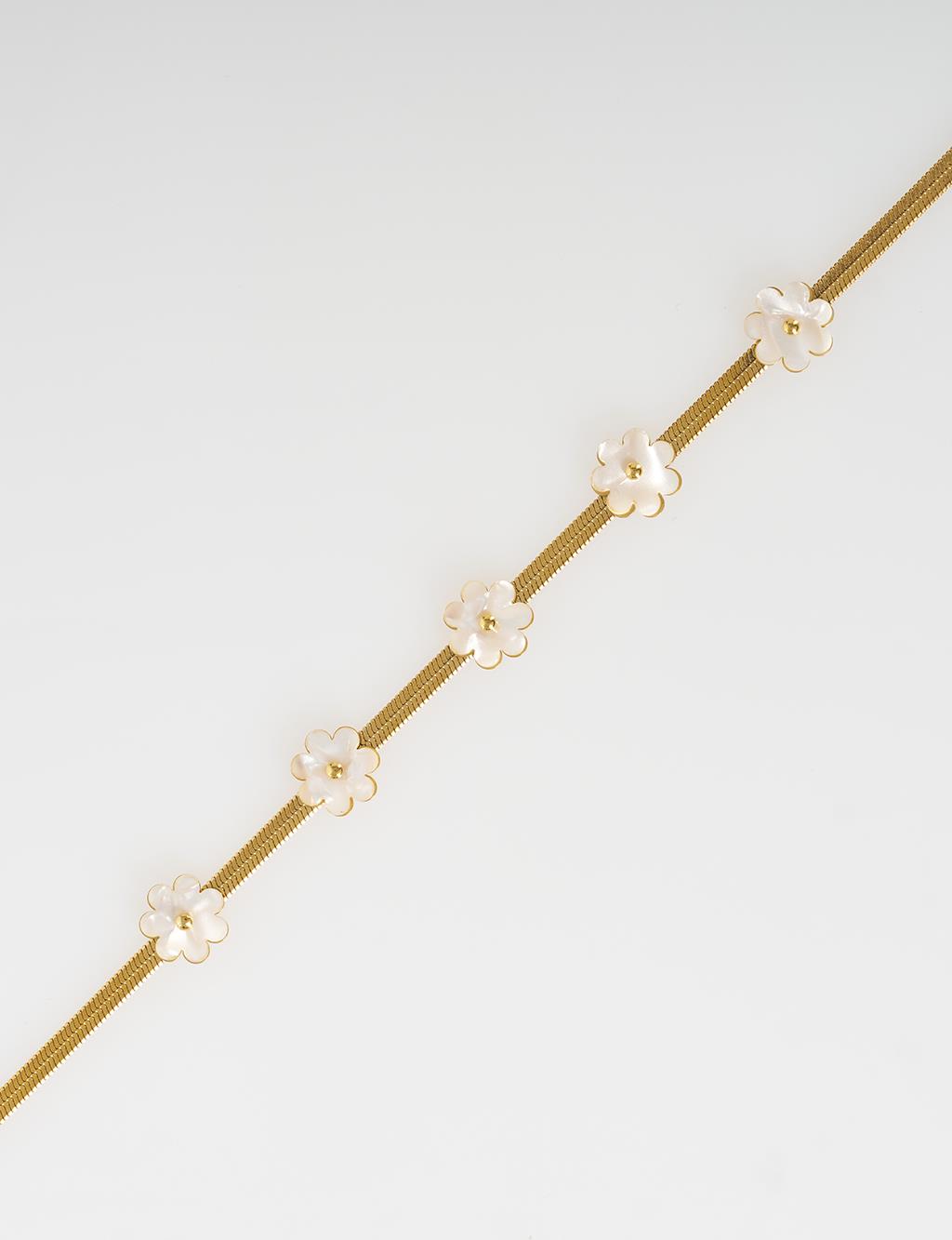 Flower Detail Anklet Gold
