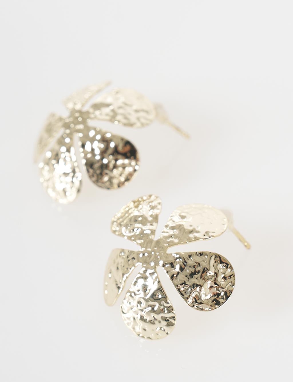 Textured Flower Earrings Gold