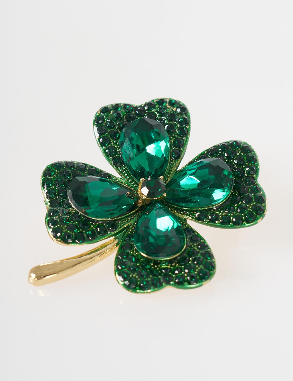 Four-Leaf Clover Brooch Gold