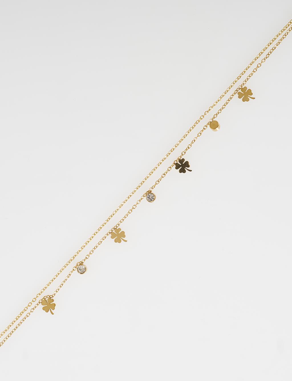 Clover Detail Anklet Gold