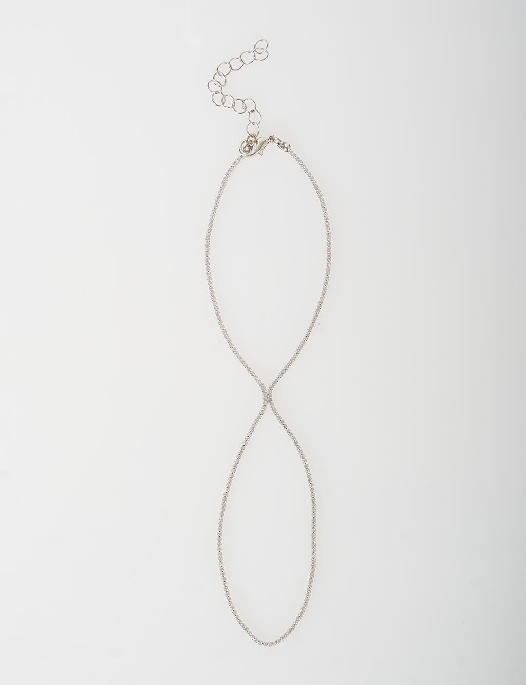 Stone-Detail Hand Chain Silver
