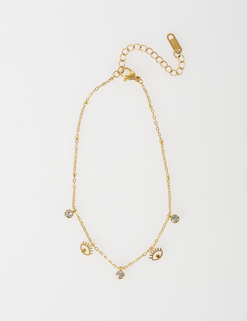 Anklet with Dangling Stone Detail Gold