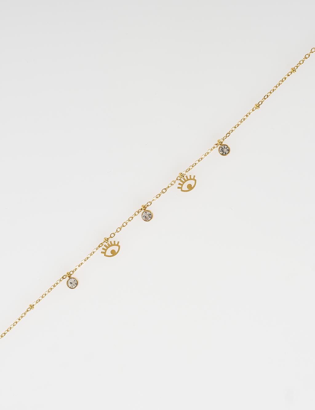 Anklet with Dangling Stone Detail Gold