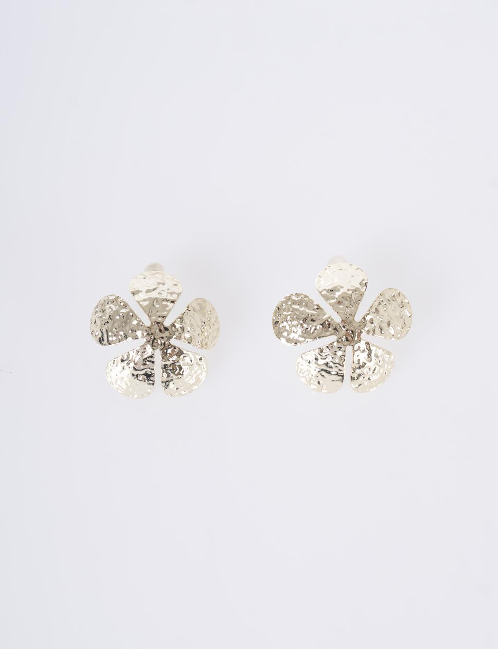 Textured Flower Earrings Gold