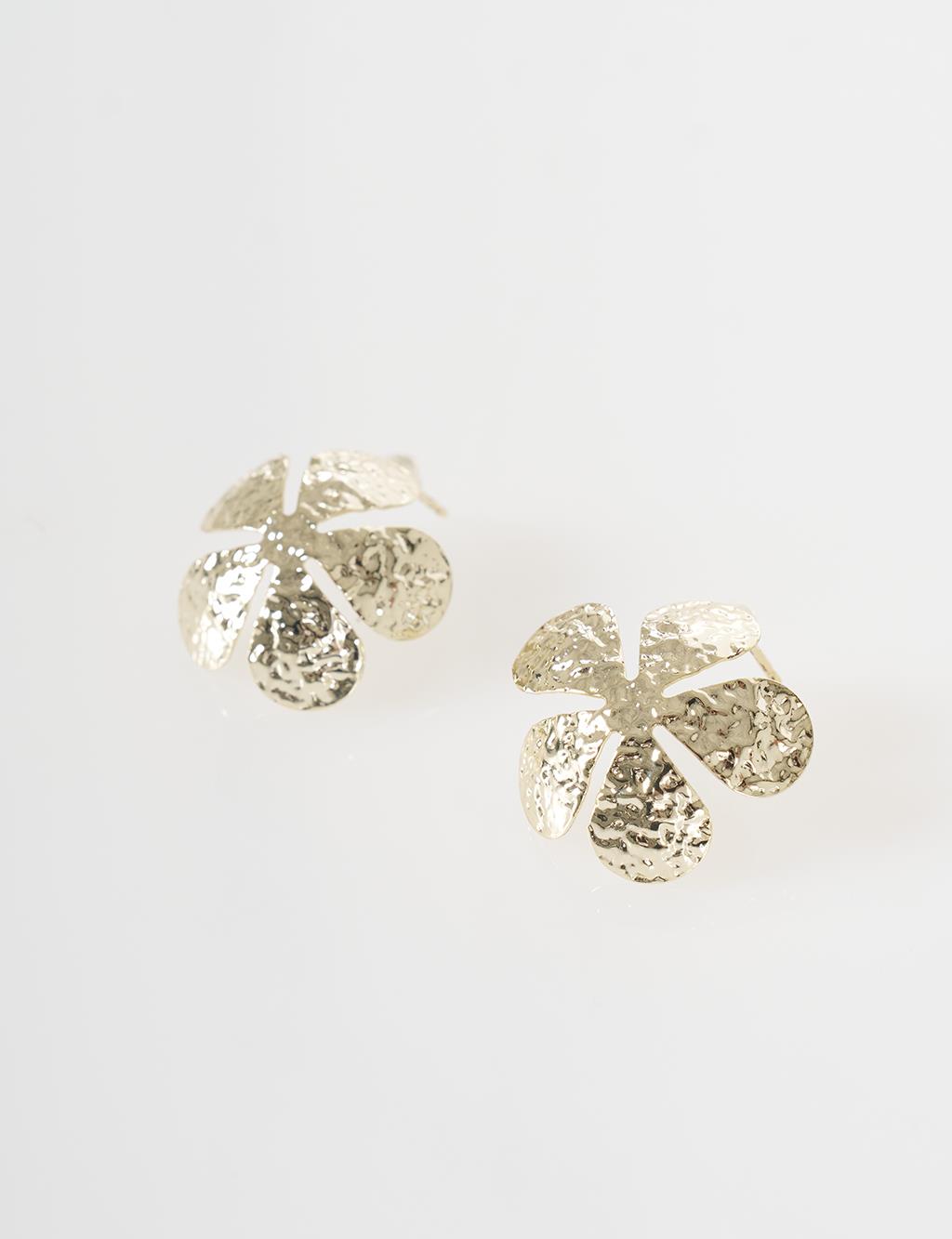 Textured Flower Earrings Gold