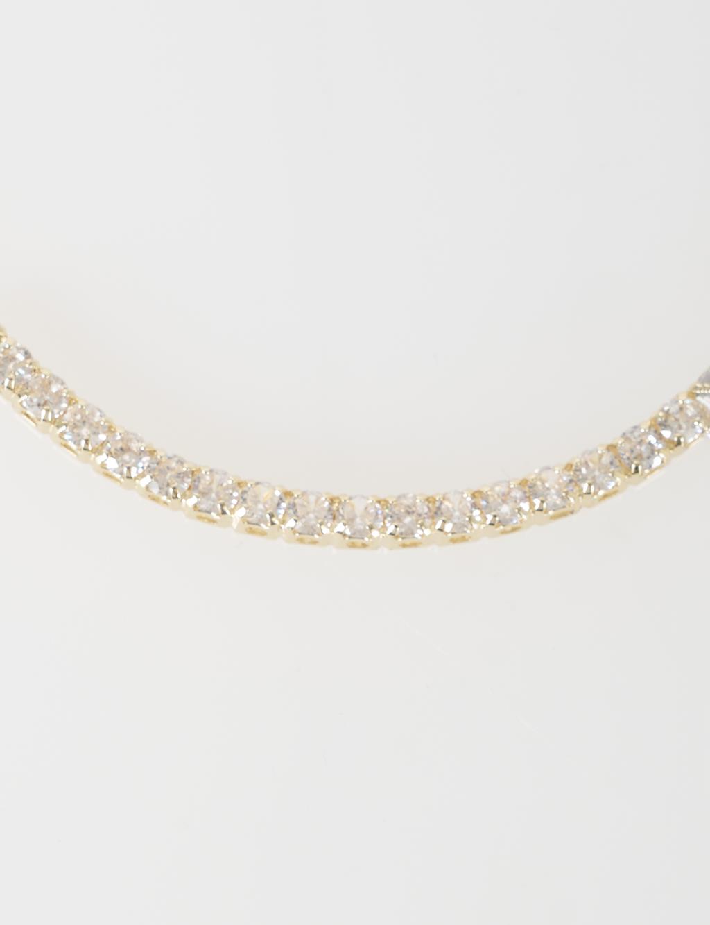 Shiny Stone Necklace Gold