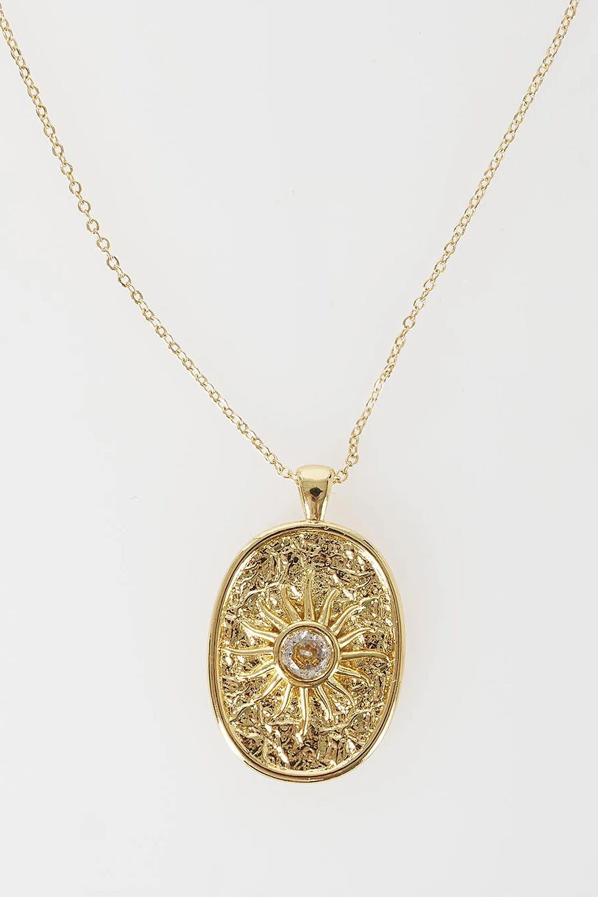 Güneş Figürlü Vintage Kolye Gold