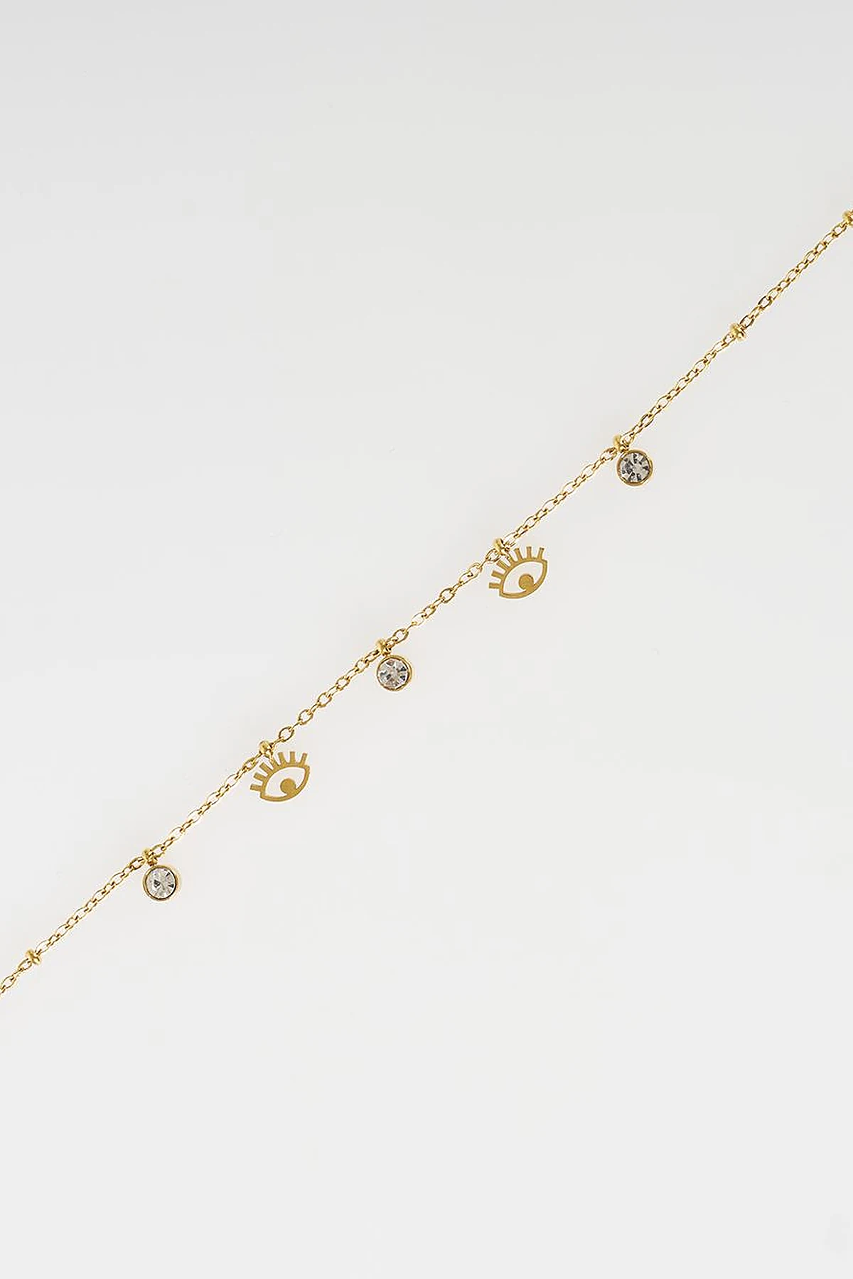 Sallantı Taş Detaylı Çelik Halhal Gold
