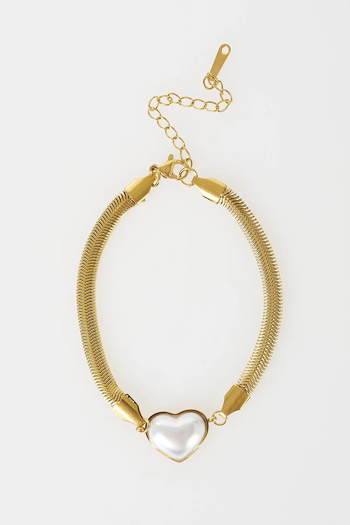 Vintage Heart Charm Stainless Steel Bracelet Gold