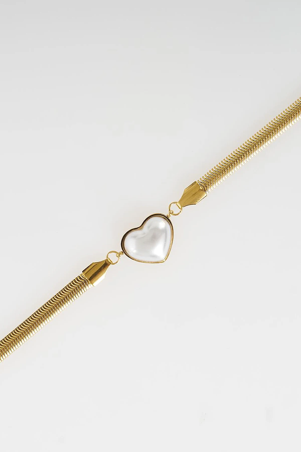 Vintage Heart Charm Stainless Steel Bracelet Gold