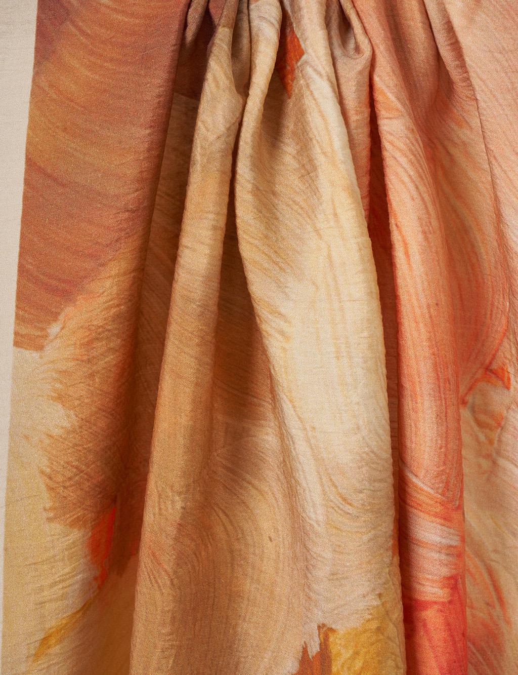 Abstract Pattern Lyocell Shawl Orange
