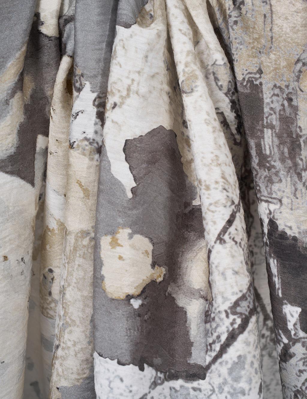 Watercolor Pattern Lyocell Shawl Smoke Grey