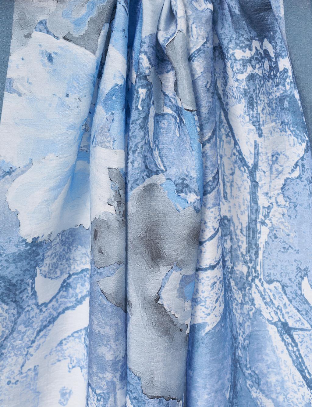 Watercolor Pattern Lyocell Shawl Blue