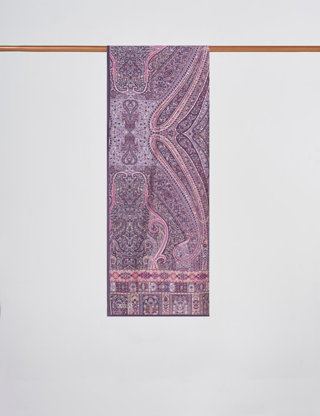 Mixed Pattern Lyocell Shawl Purple