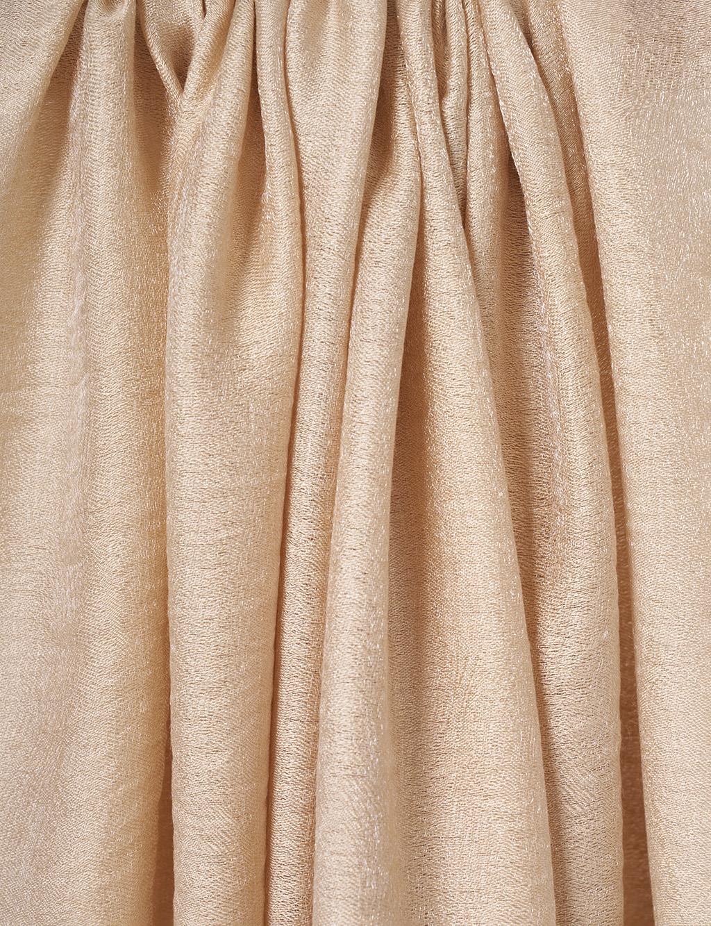 Glossy Striped Viscose Shawl Beige