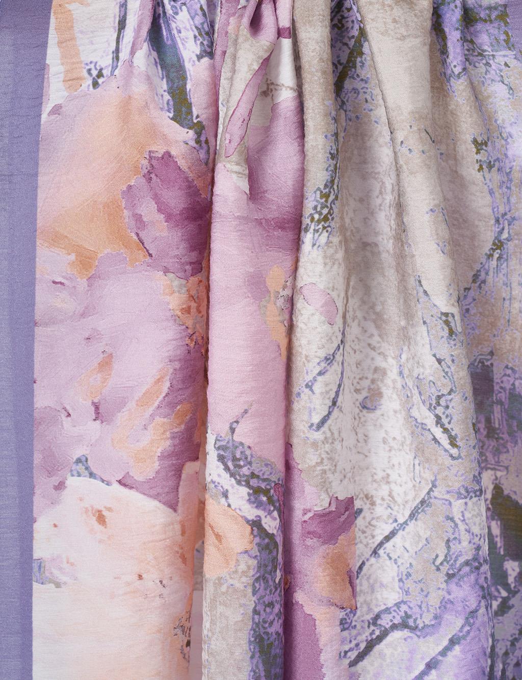 Watercolor Pattern Lyocell Shawl Lilac