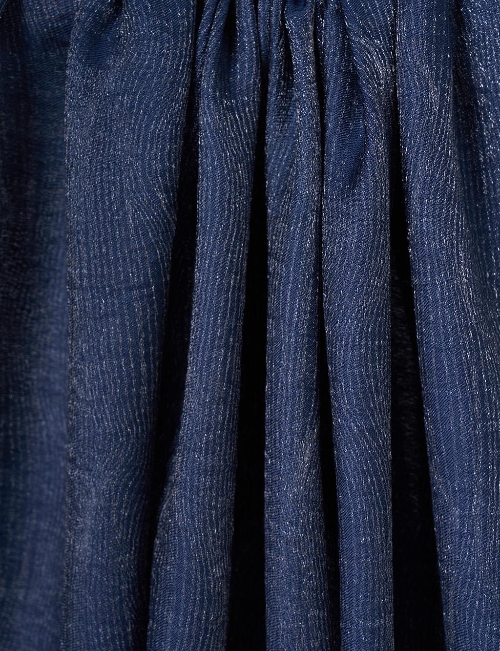 Glossy Striped Viscose Shawl Navy