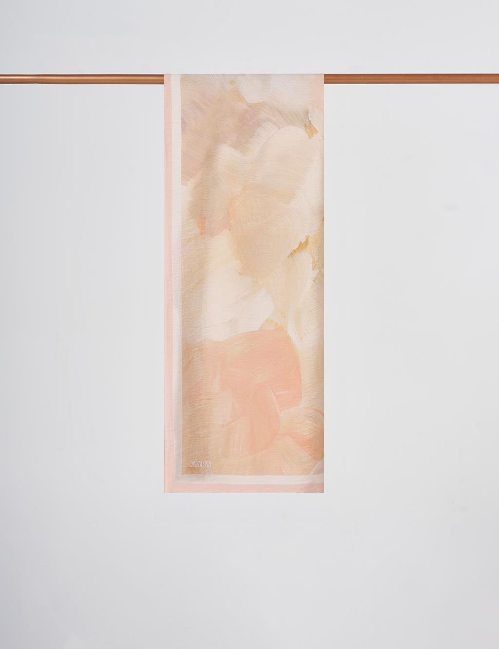 Abstract Pattern Lyocell Shawl Apricot