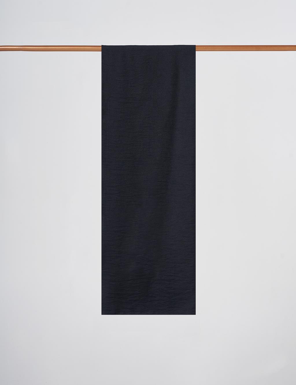 Glossy Striped Viscose Shawl Black