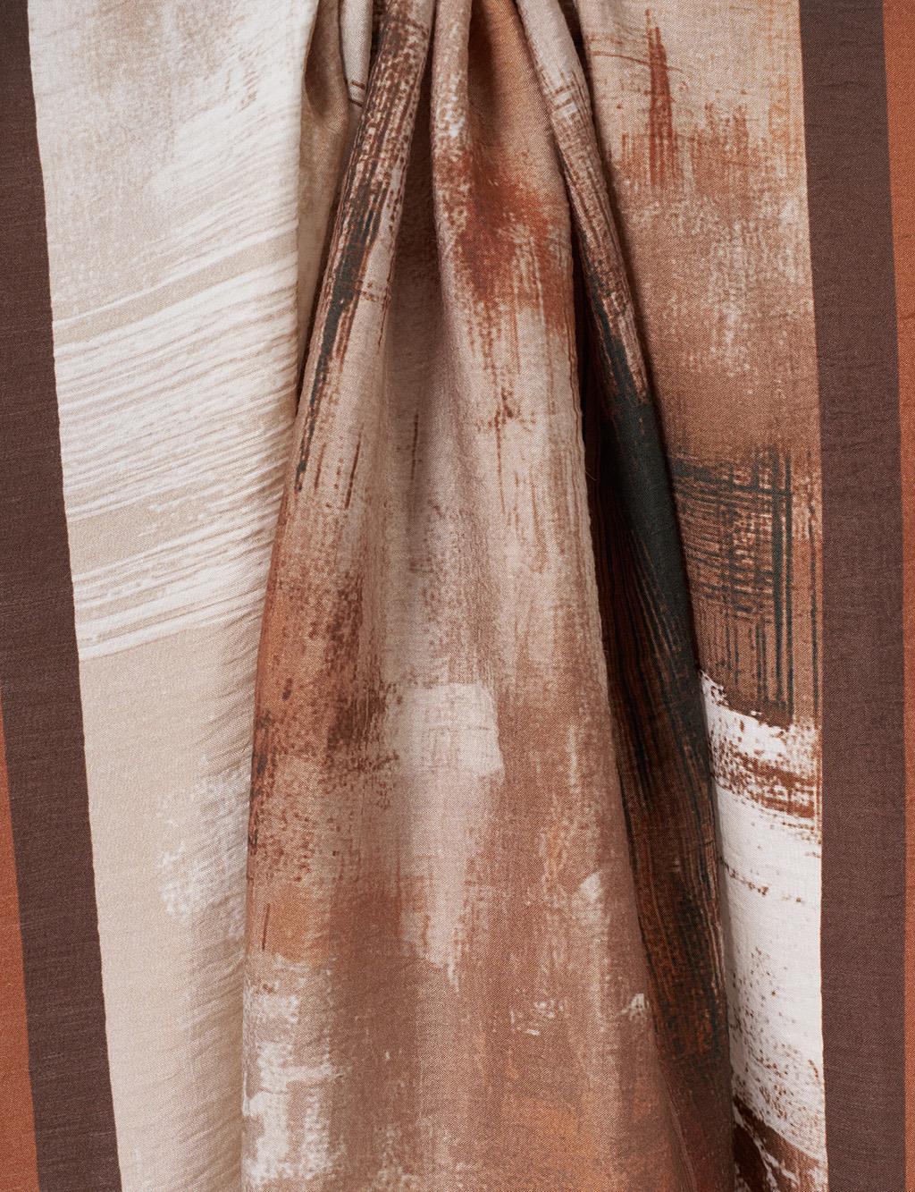 Paint Pattern Lyocell Shawl Reddish Brown