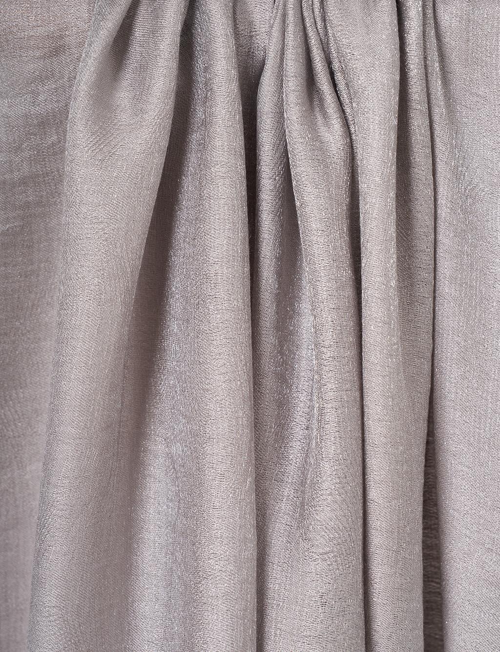 Glossy Striped Viscose Shawl Silver