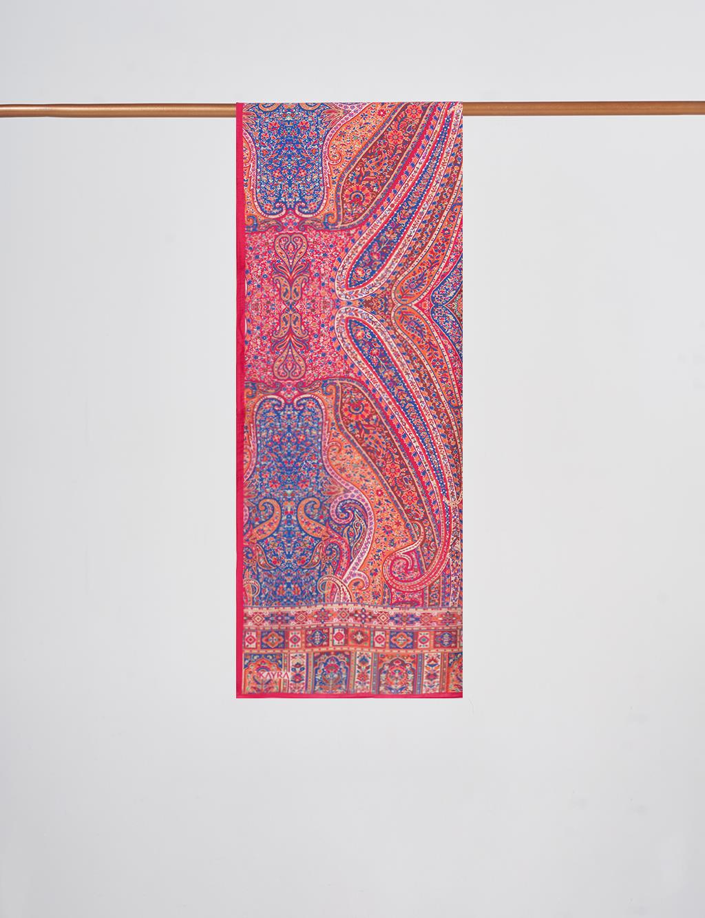 Mixed Pattern Lyocell Shawl Fuchsia