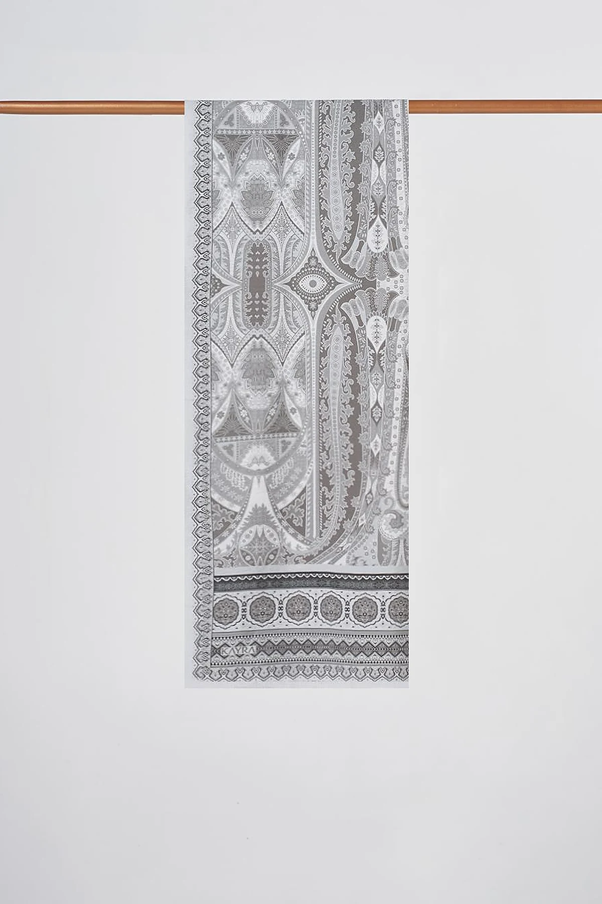 Ethnic Pattern Lyocell Shawl Light Grey