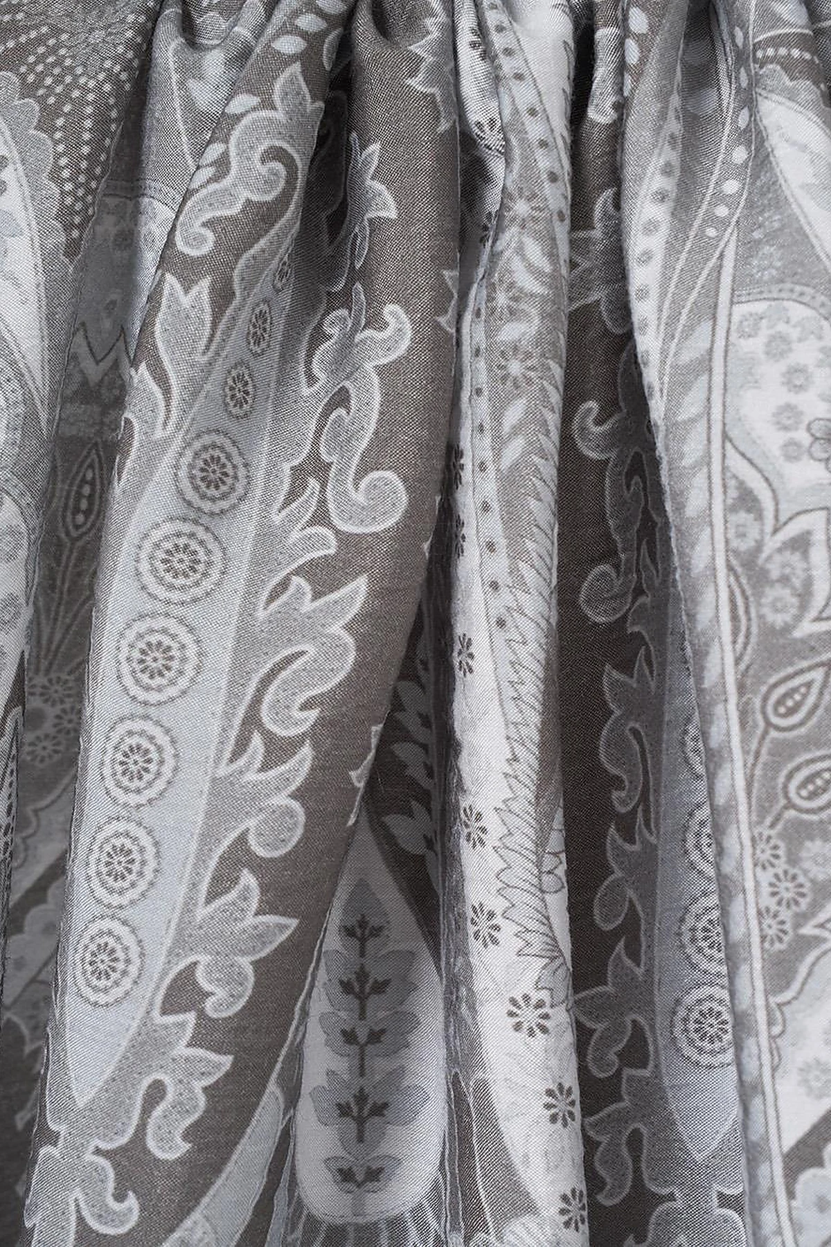 Ethnic Pattern Lyocell Shawl Light Grey