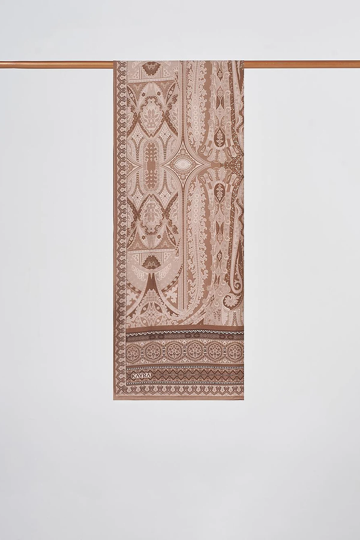 Ethnic Pattern Lyocell Shawl Dark Mink