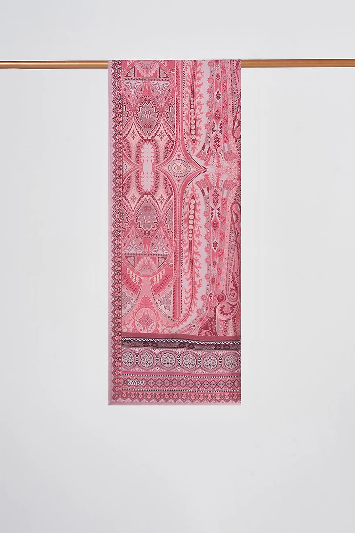 Ethnic Pattern Lyocell Shawl Pink