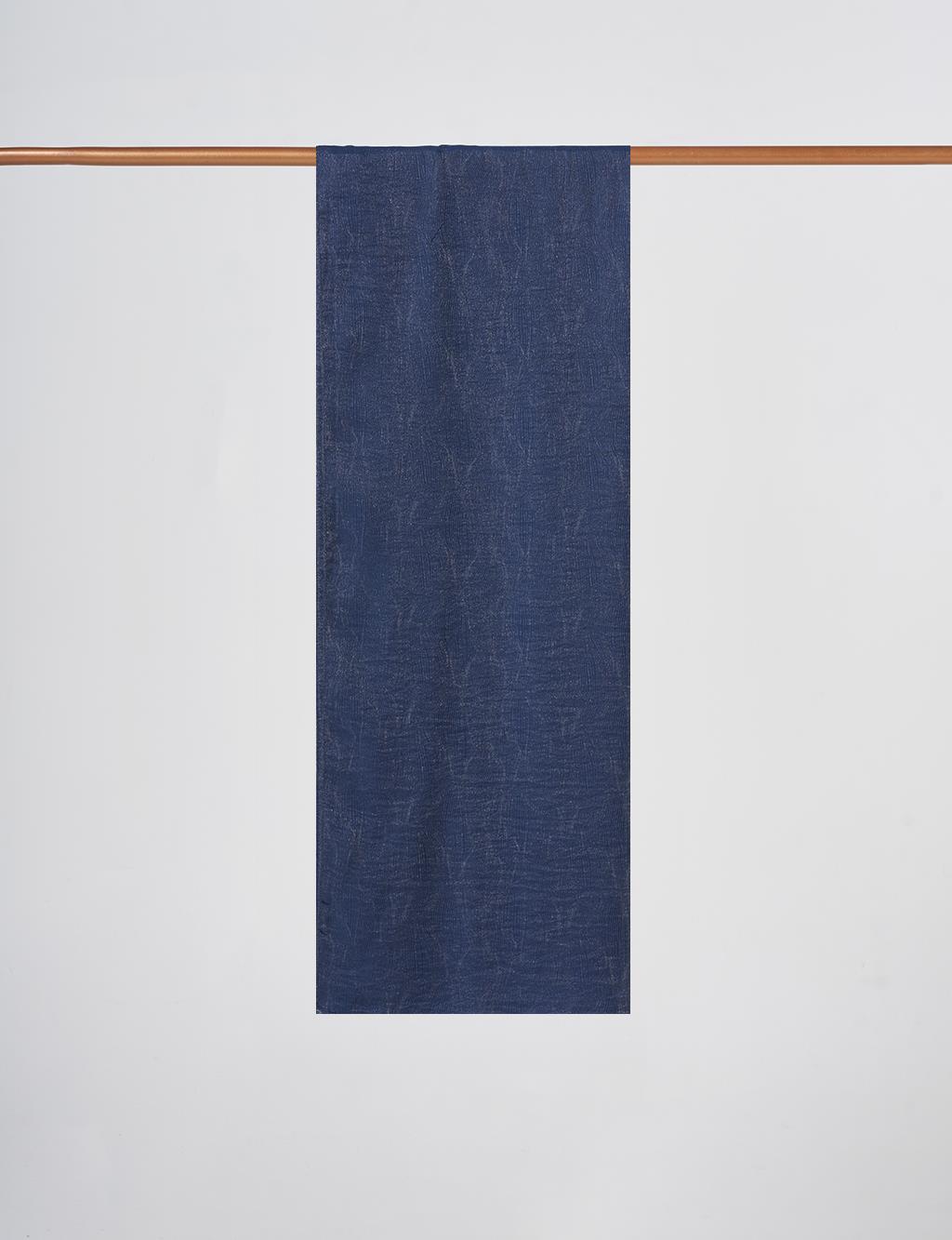 Glossy Striped Viscose Shawl Navy