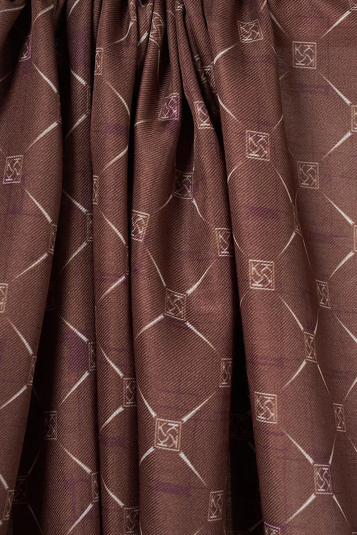 Monogram Desen Şal Koyu Kahve