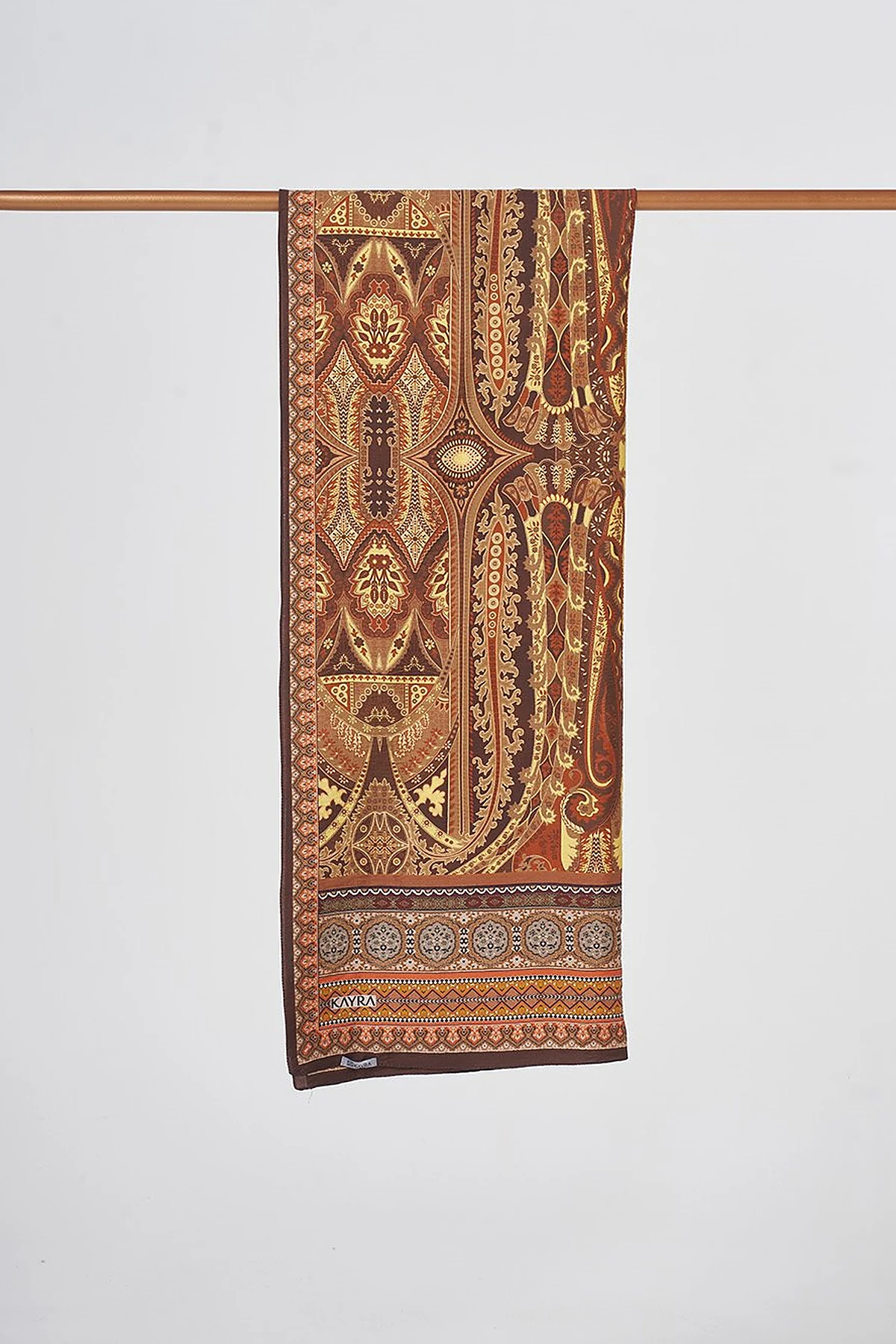 Ethnic Pattern Lyocell Shawl Camel
