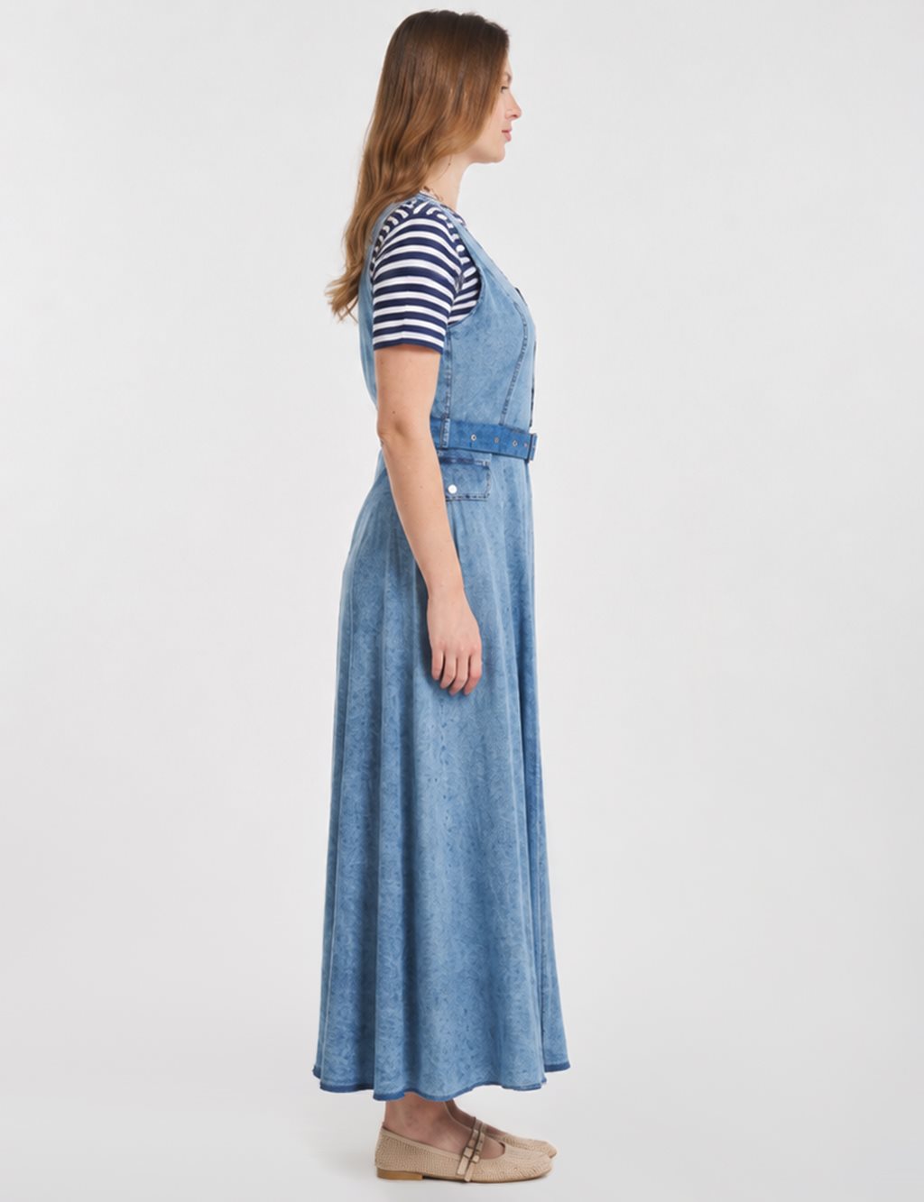 Belt Detail Denim Dress Blue