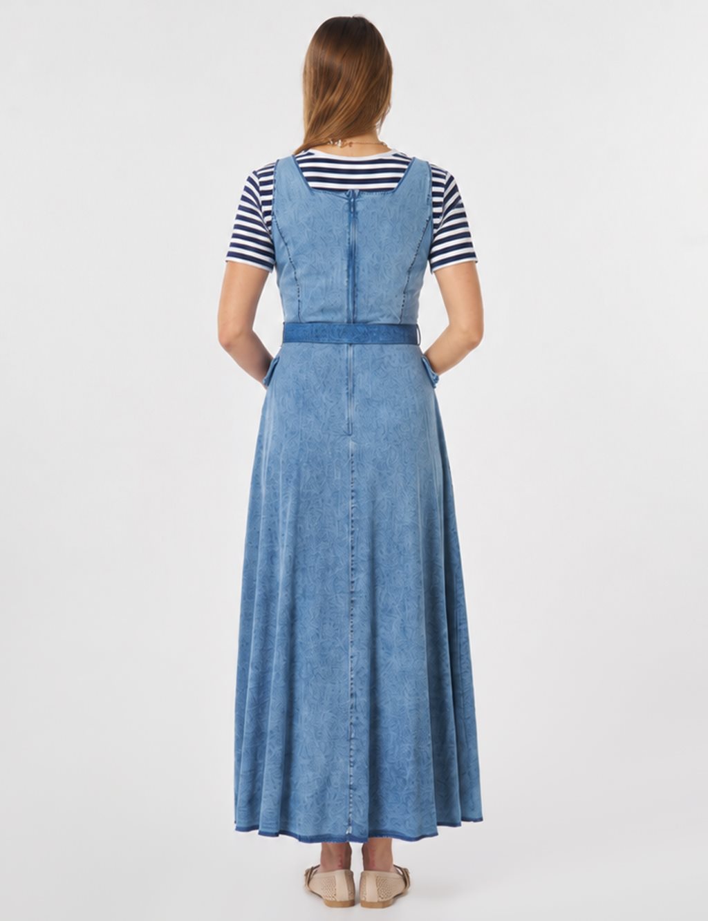 Belt Detail Denim Dress Blue