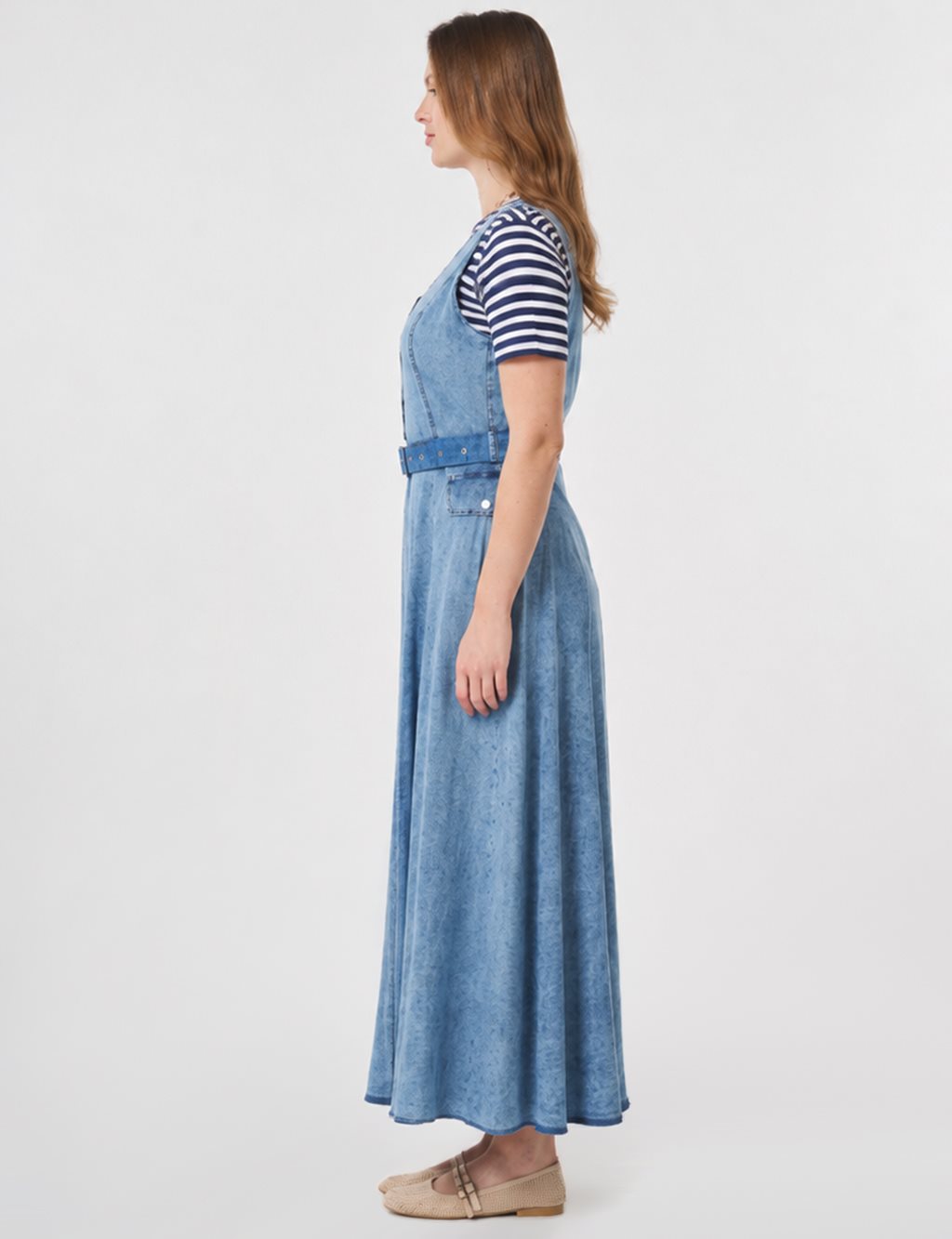 Belt Detail Denim Dress Blue