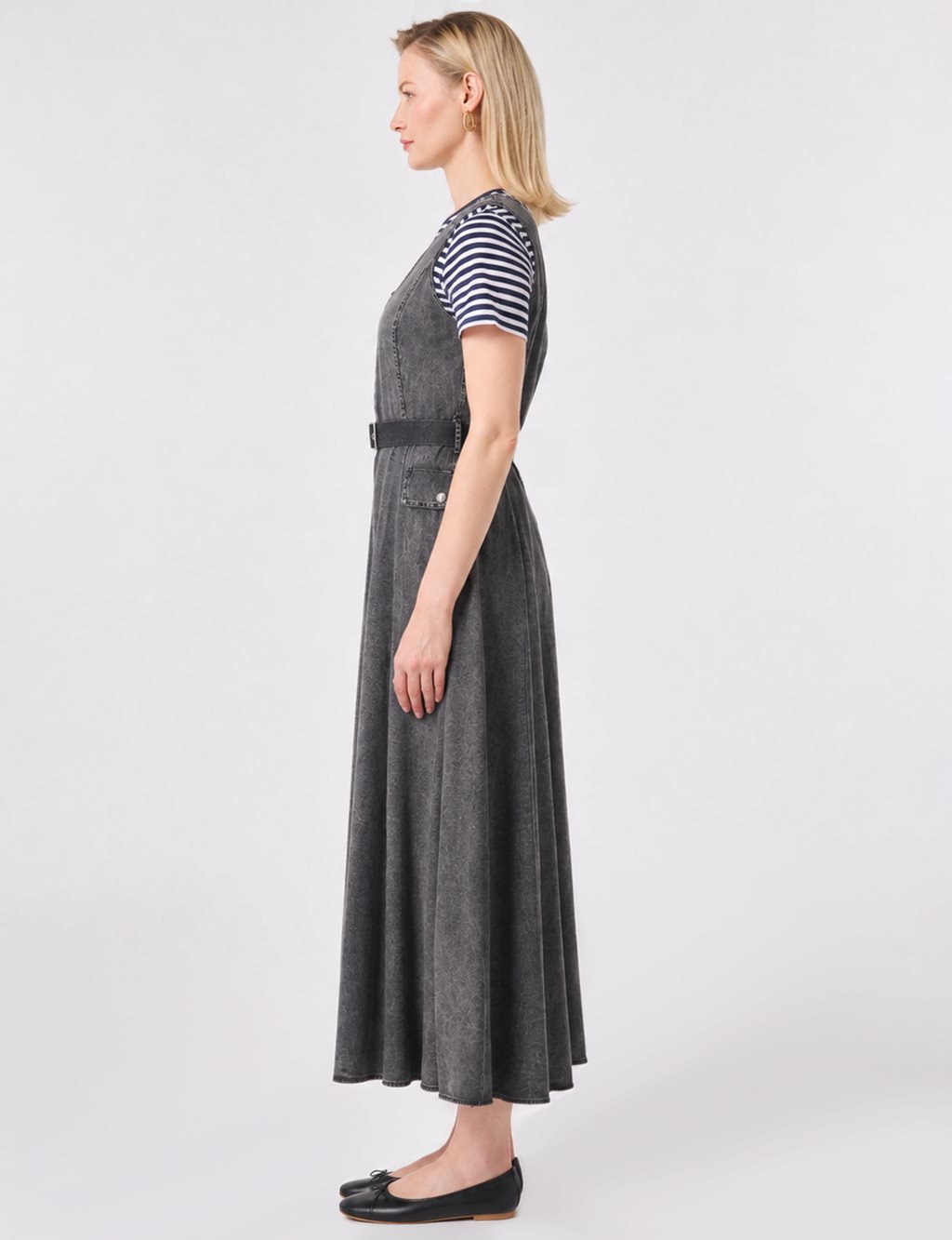 Belt Detail Denim Dress Anthracite