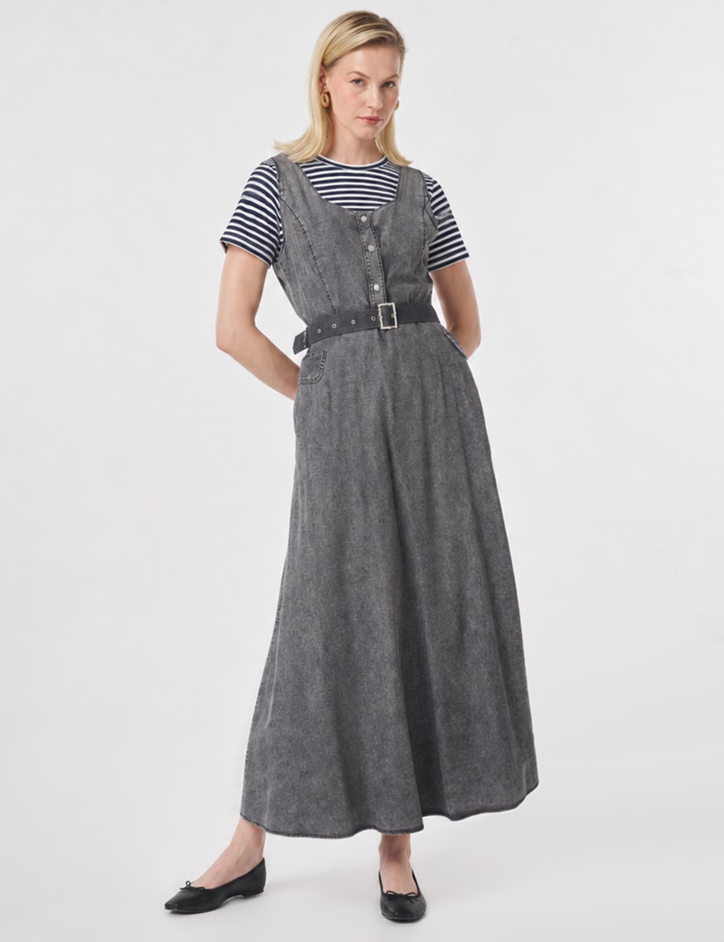 Belt Detail Denim Dress Anthracite