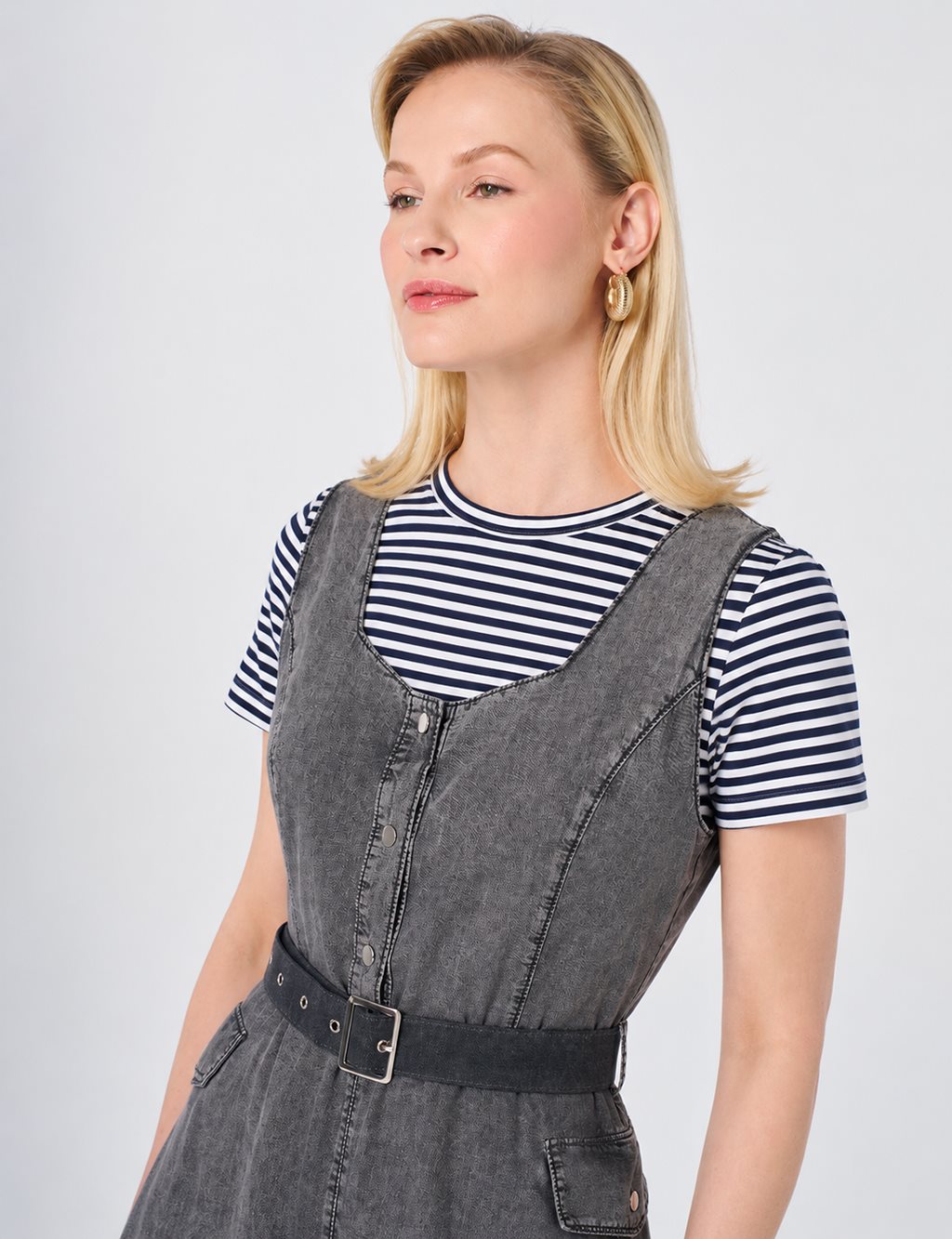 Belt Detail Denim Dress Anthracite