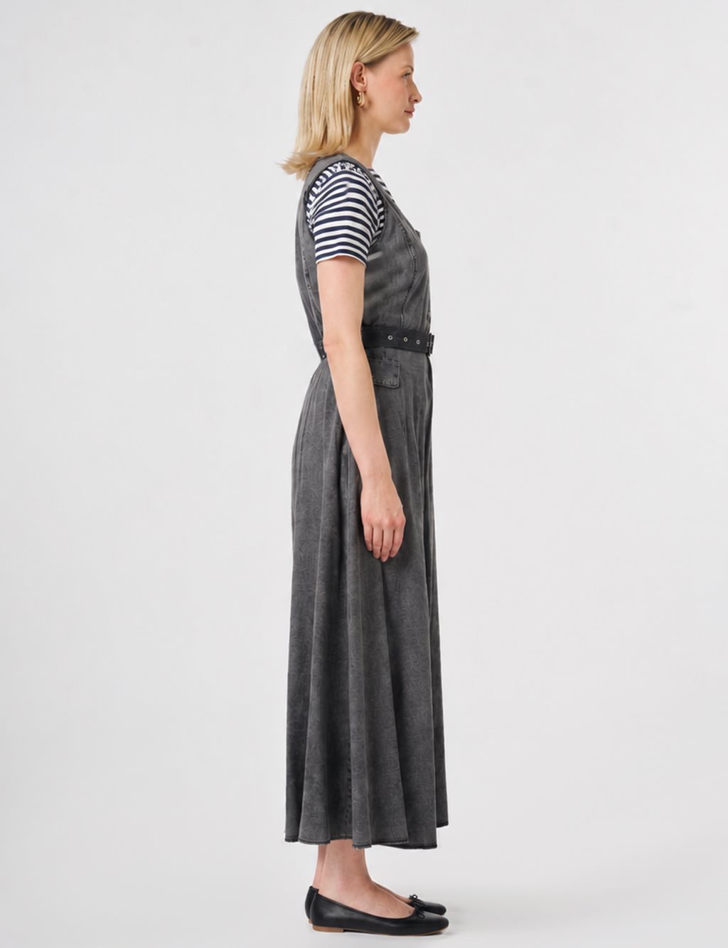Belt Detail Denim Dress Anthracite
