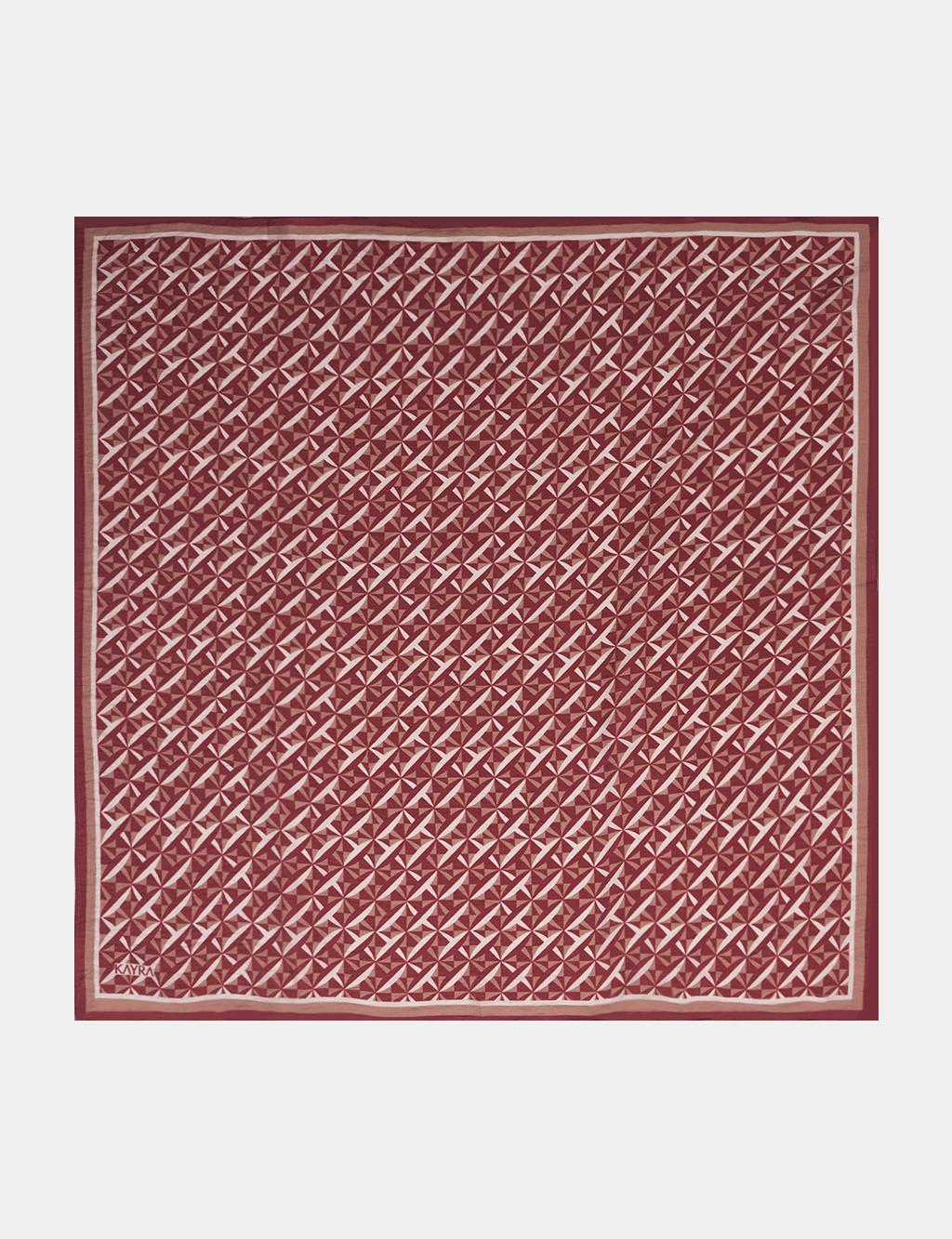 100% Lyocell Monogram Patterned Scarf Burgundy