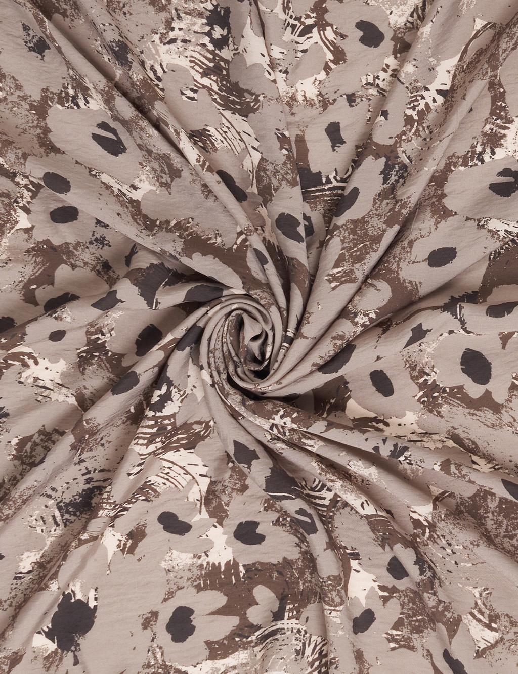 Mini Floral Pattern Viscose Scarf Biscuit