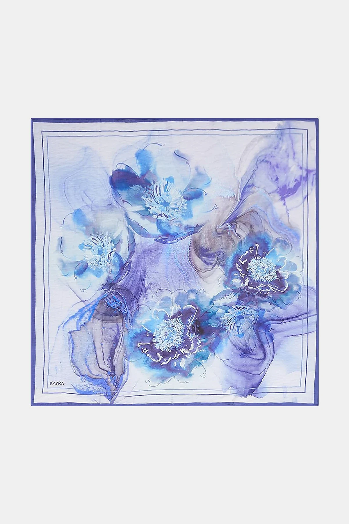 100% Lyocell Floral Patterned Scarf Lilac