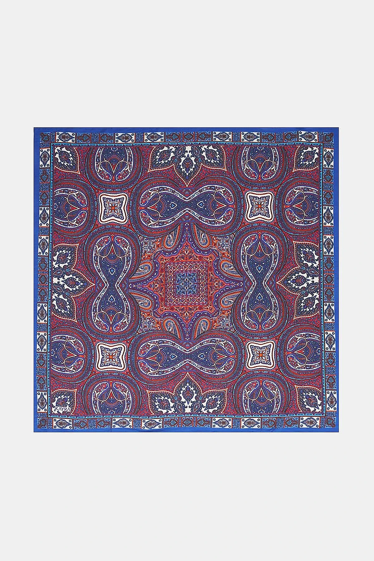 100% Lyocell Ethnic Patterned Scarf Navy